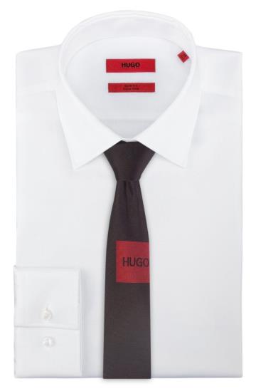 Krawaty HUGO Pure Silk Czarne Męskie (Pl31309)